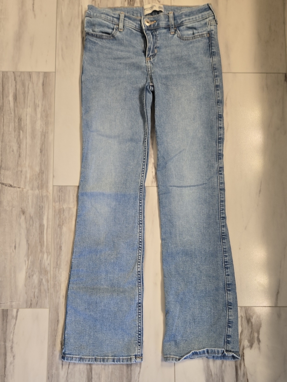 abercrombie kids Light Blue Low Rise Boot Jeans
